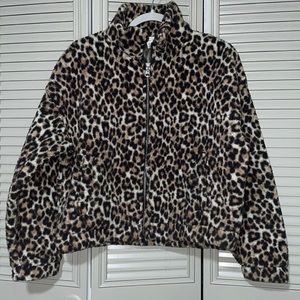 Aerie leopard print Sherpa fleece jacket